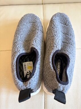 Karl Lagerfeld Kids Gray Sherpa Slip-On Sneakers